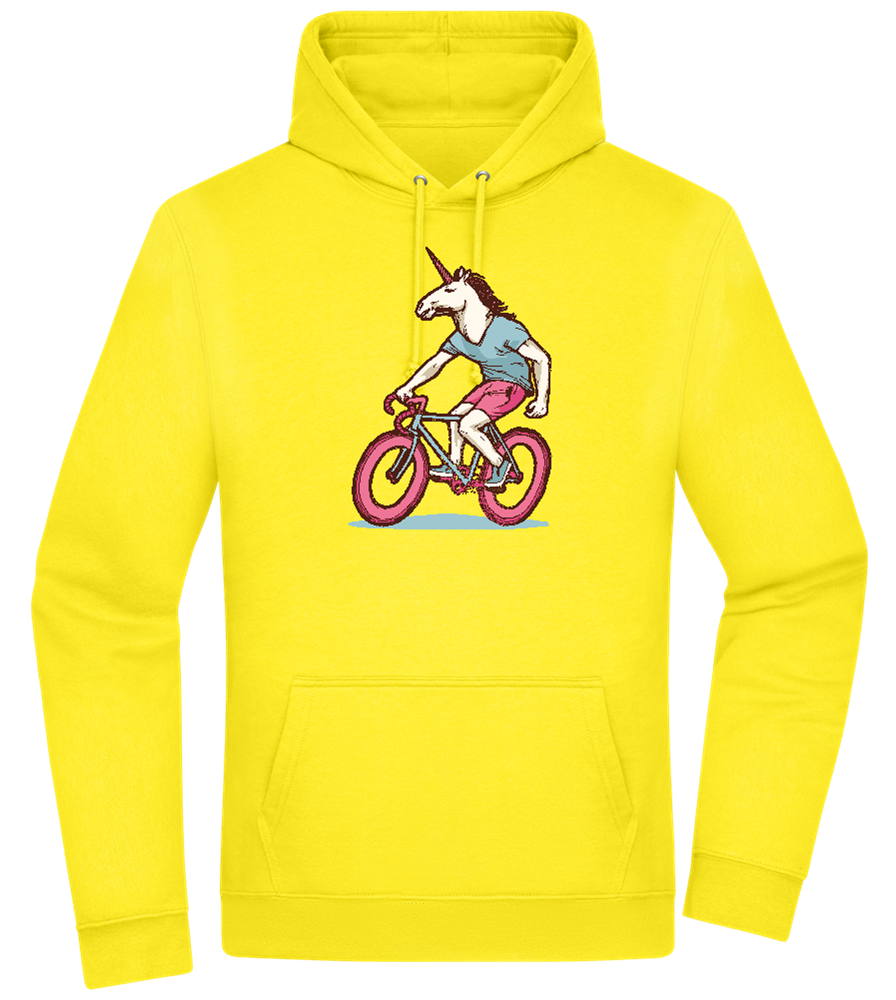 Unicorn On Bicycle Design - Premium Essential Unisex Hoodie_YELLOW_front