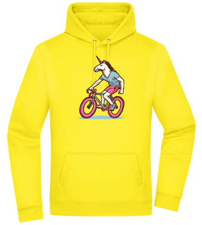 Unicorn On Bicycle Design - Premium Essential Unisex Hoodie_YELLOW_front