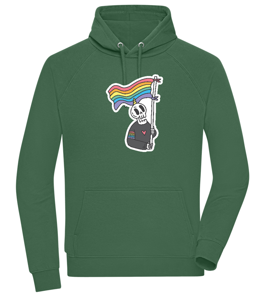 Rainbow Flag Skull Design - Comfort unisex hoodie_GREEN BOTTLE_front