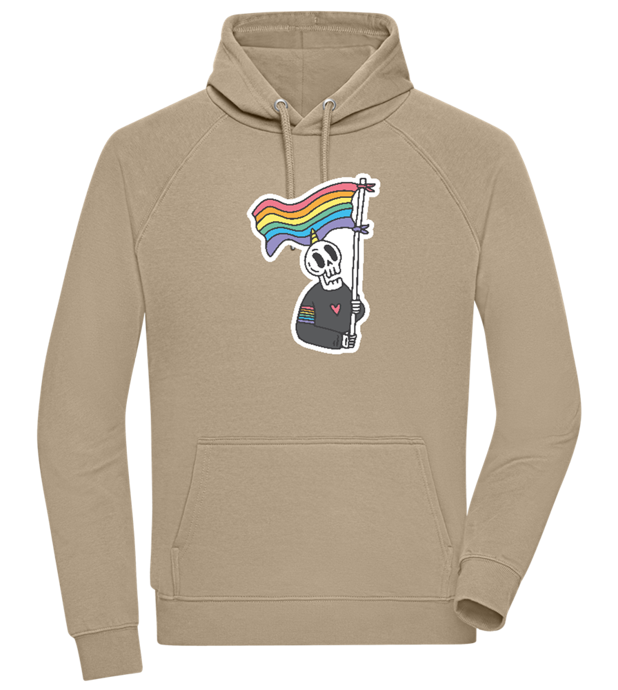 Rainbow Flag Skull Design - Comfort unisex hoodie_KHAKI_front