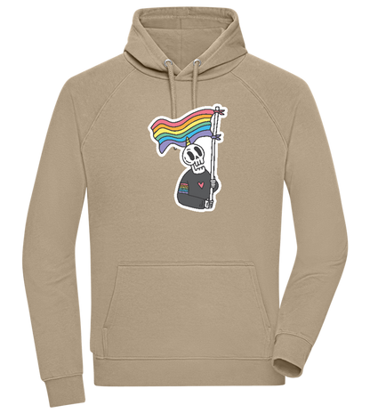 Rainbow Flag Skull Design - Comfort unisex hoodie_KHAKI_front