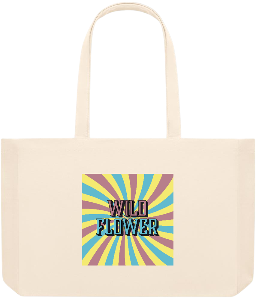 Wild Flower Design - Premium large recycled beach tote bag_BEIGE_front