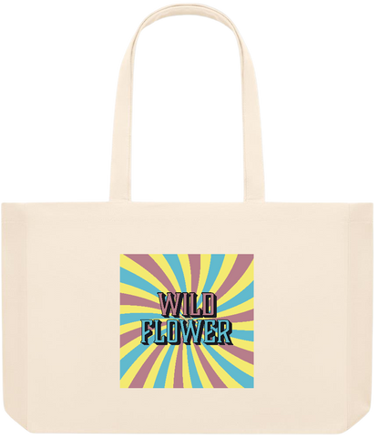 Wild Flower Design - Premium large recycled beach tote bag_BEIGE_front