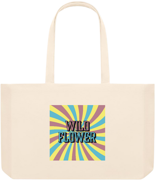 Wild Flower Design - Premium large recycled beach tote bag_BEIGE_front