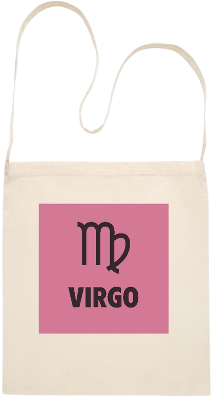 Zodiac Virgo Design - Essential cross shoulder cotton tote bag_BEIGE_front