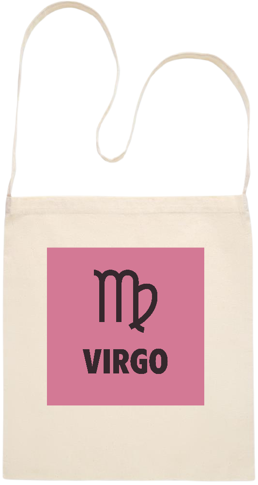 Zodiac Virgo Design - Essential cross shoulder cotton tote bag_BEIGE_front