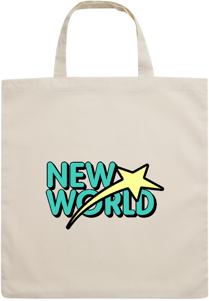 New World Design - Essential short handle cotton tote bag_BEIGE_front