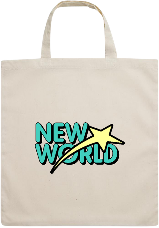 New World Design - Essential short handle cotton tote bag_BEIGE_front