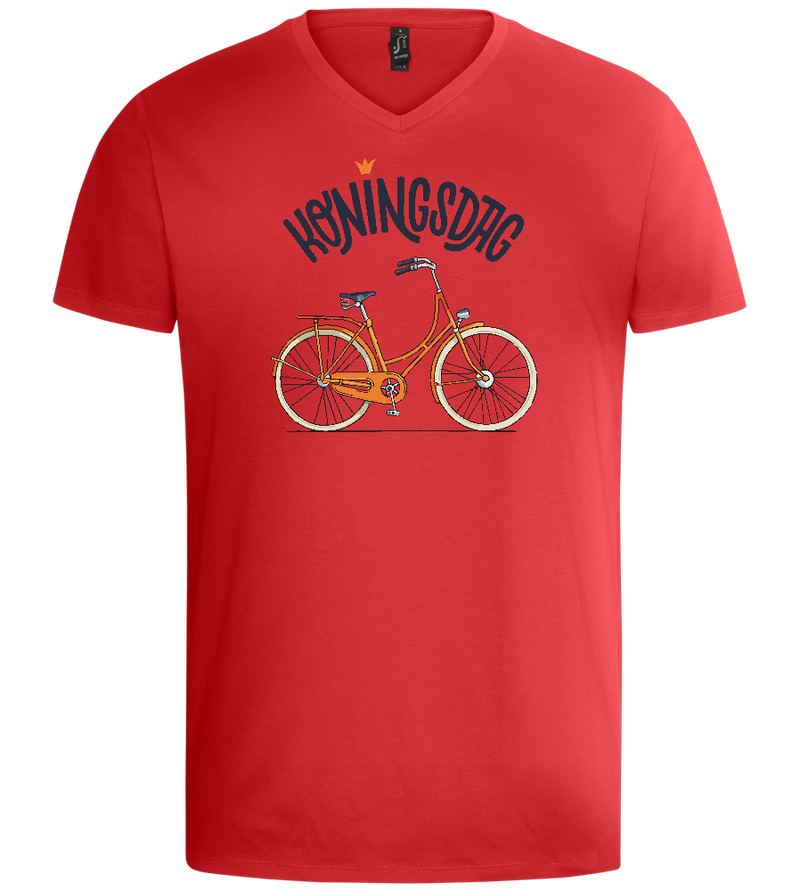 Koningsdag Oranje Fiets Design - Basic men's v-neck t-shirt_RED_front