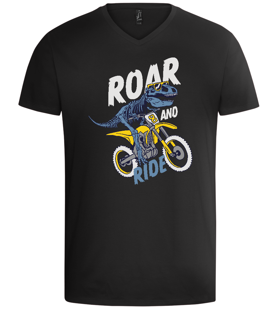 Dino Biker Design - Basic men's v-neck t-shirt_DEEP BLACK_front