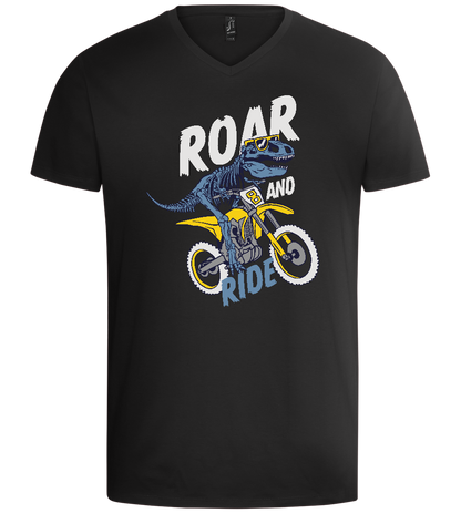 Dino Biker Design - Basic men's v-neck t-shirt_DEEP BLACK_front