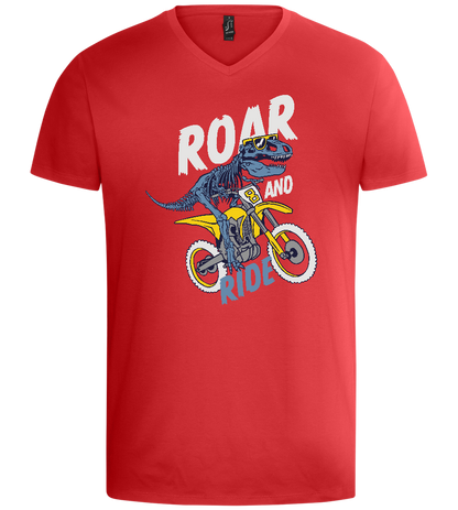 Dino Biker Design - Basic men's v-neck t-shirt_RED_front