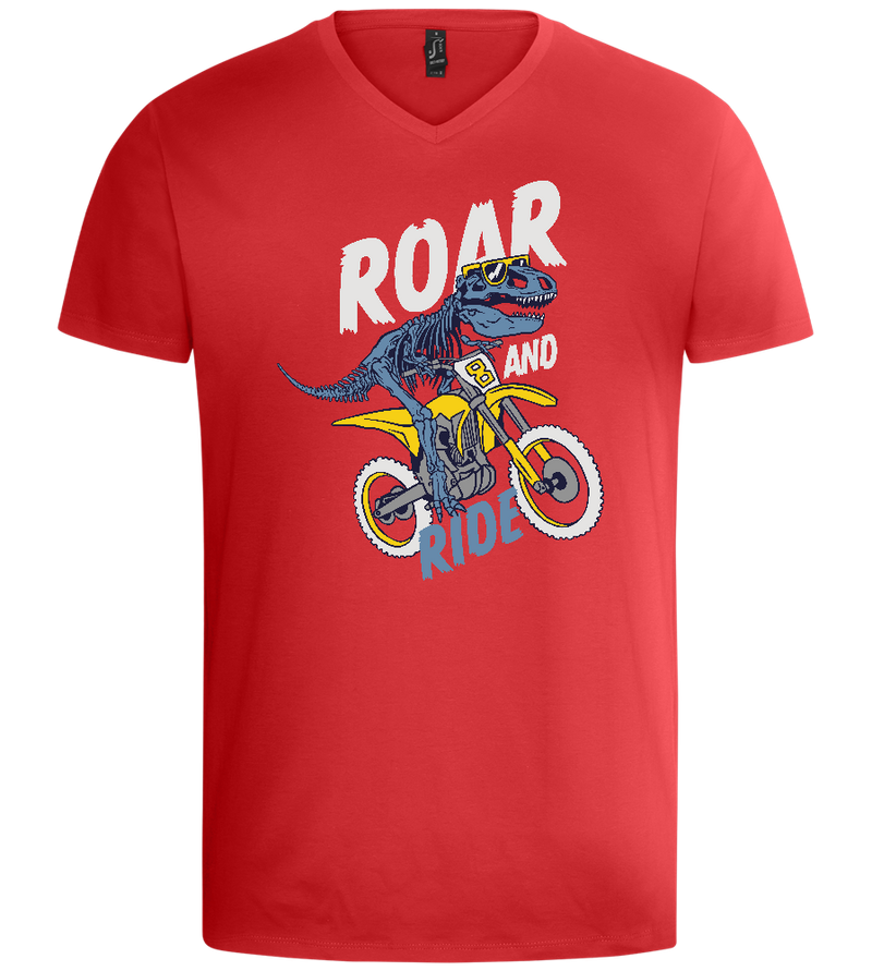 Dino Biker Design - Basic men's v-neck t-shirt_RED_front