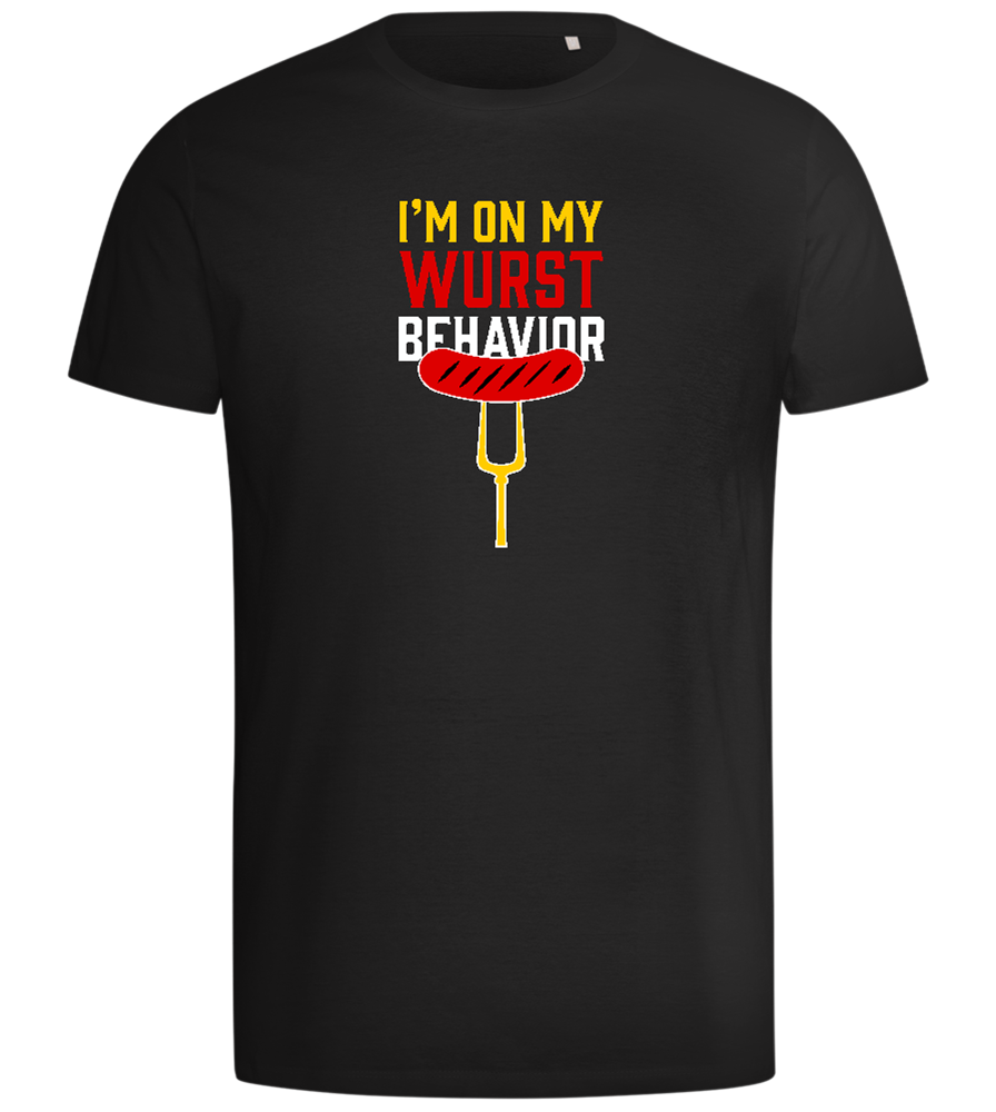 I'm On My Wurst Behaviour Design - Comfort men's t-shirt_DEEP BLACK_front