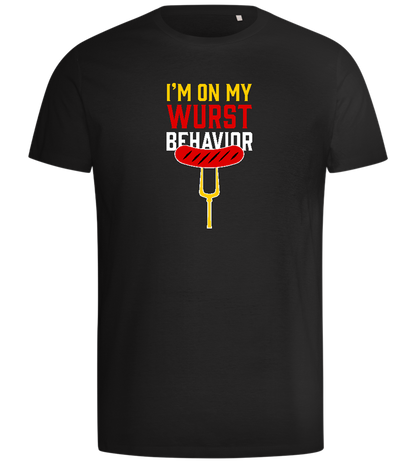 I'm On My Wurst Behaviour Design - Comfort men's t-shirt_DEEP BLACK_front