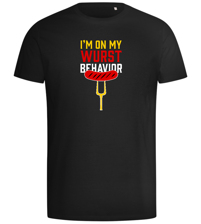 I'm On My Wurst Behaviour Design - Comfort men's t-shirt_DEEP BLACK_front