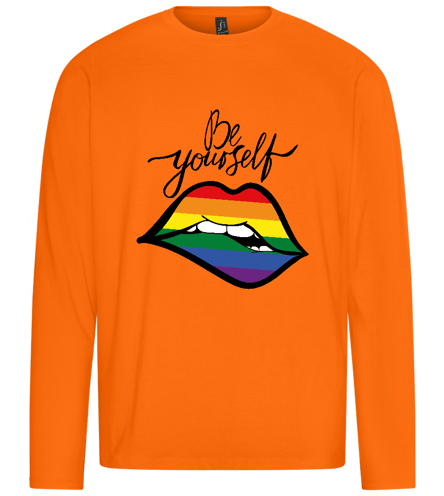 Be Yourself Rainbow Lips Design - Premium men's long sleeve t-shirt_ORANGE_front