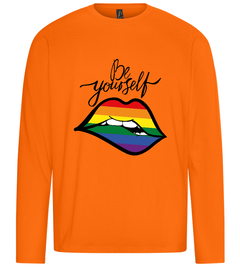 Be Yourself Rainbow Lips Design - Premium men's long sleeve t-shirt_ORANGE_front