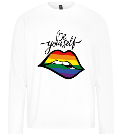 Be Yourself Rainbow Lips Design - Premium men's long sleeve t-shirt_WHITE_front