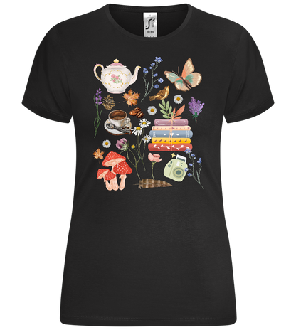 Flowery Autumn Vibes Design - Comfort women's t-shirt_DEEP BLACK_front