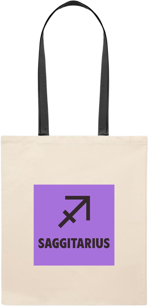 Saggitarius Zodiac Sign Design - Essential colored handle tote bag_BLACK_front