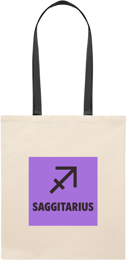 Saggitarius Zodiac Sign Design - Essential colored handle tote bag_BLACK_front