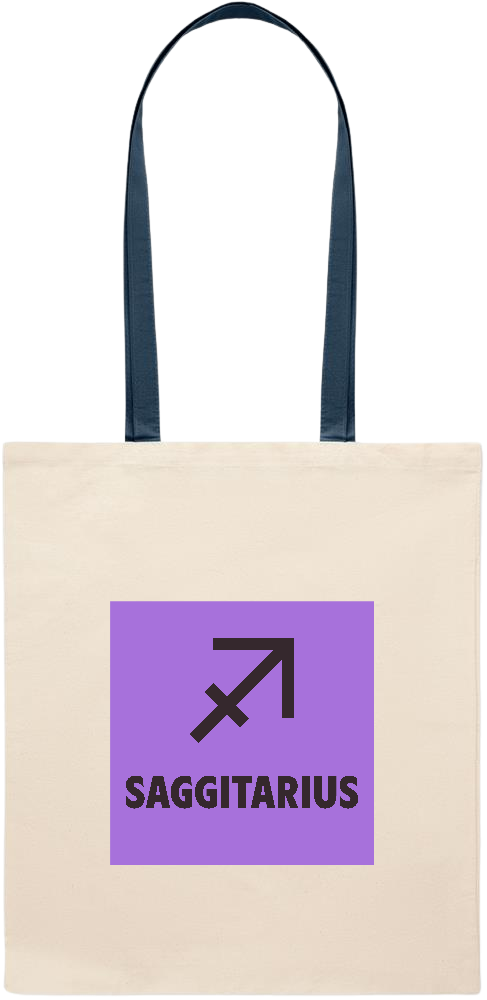 Saggitarius Zodiac Sign Design - Essential colored handle tote bag_BLUE_front