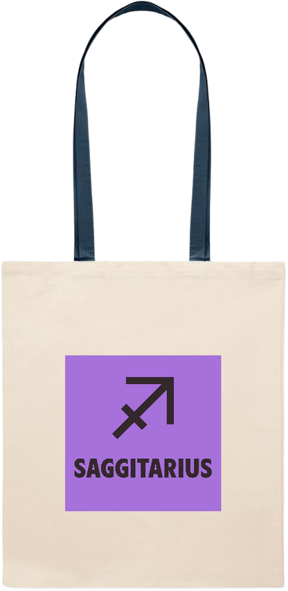 Saggitarius Zodiac Sign Design - Essential colored handle tote bag_BLUE_front