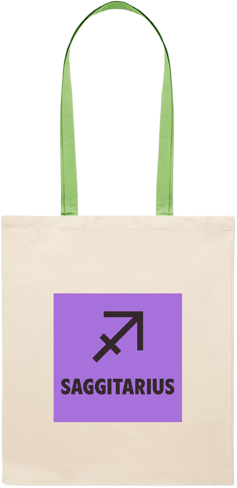 Saggitarius Zodiac Sign Design - Essential colored handle tote bag_LIME_front