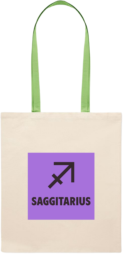 Saggitarius Zodiac Sign Design - Essential colored handle tote bag_LIME_front