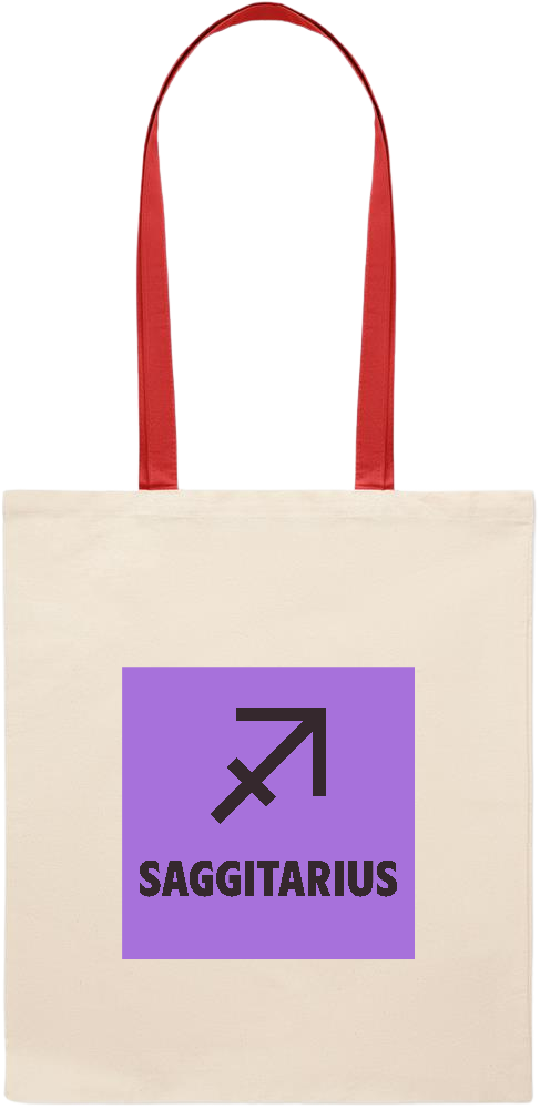 Saggitarius Zodiac Sign Design - Essential colored handle tote bag_RED_front