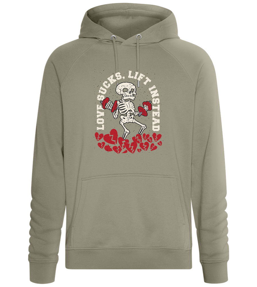 Love Sucks Lift Instead Design - Comfort unisex hoodie_KHAKI_front