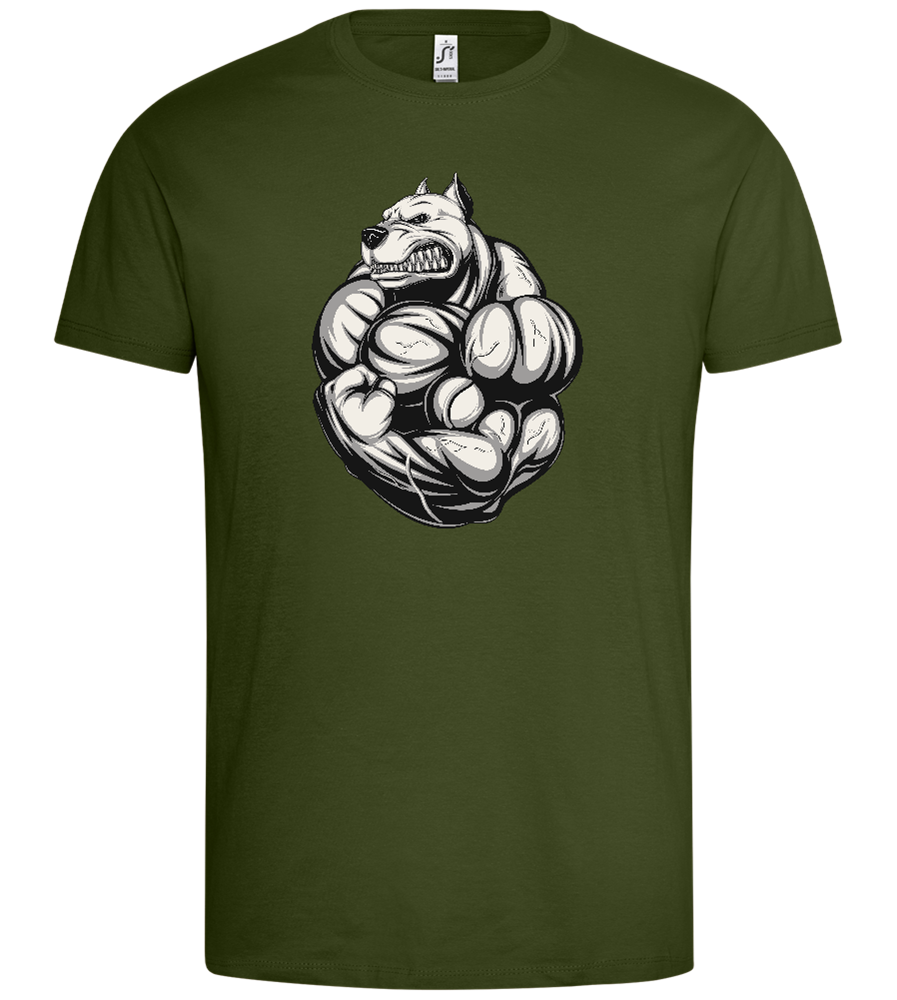 Strong Dog Design - Premium men's t-shirt_DARK KHAKI_front