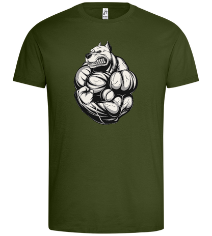 Strong Dog Design - Premium men's t-shirt_DARK KHAKI_front