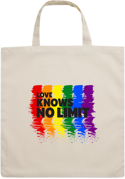 Love Knows No Limits Design - Essential short handle cotton tote bag_BEIGE_front