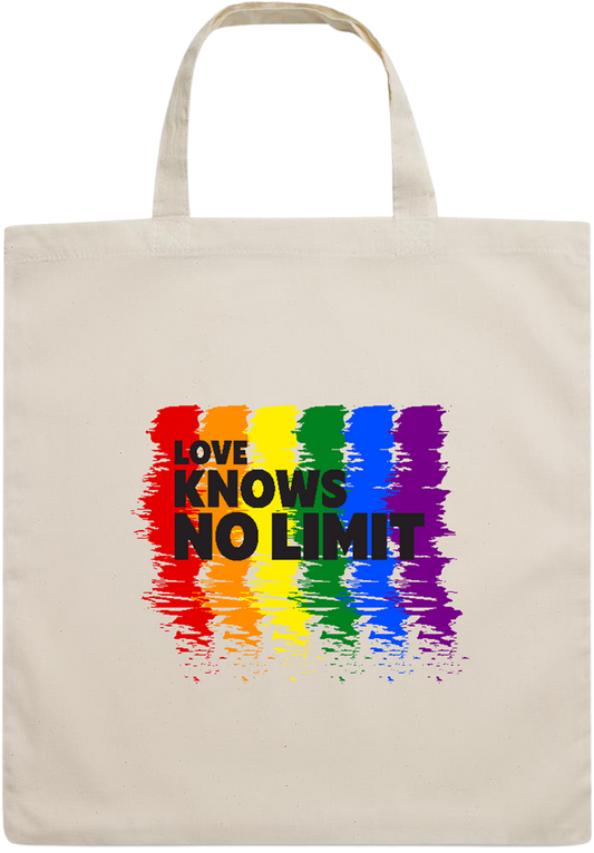 Love Knows No Limits Design - Essential short handle cotton tote bag_BEIGE_front