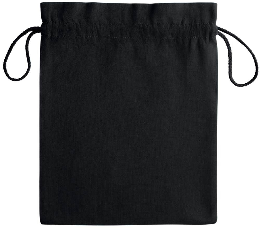 Buy Now Cry Later Design - Essential medium colored cotton drawstring bag_BLACK_back