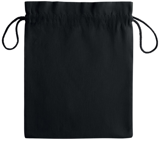 Buy Now Cry Later Design - Essential medium colored cotton drawstring bag_BLACK_back