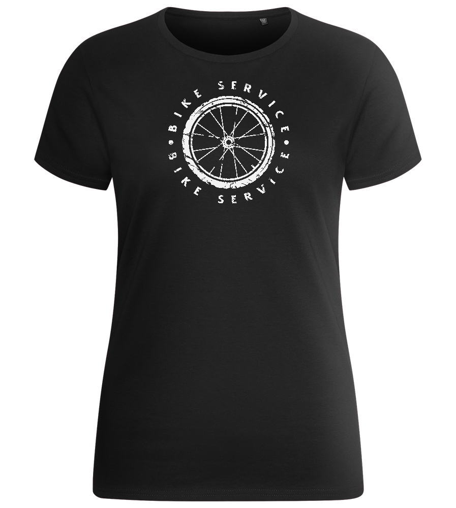 Bicycle Service Design - Basic women's fitted t-shirt_DEEP BLACK_front