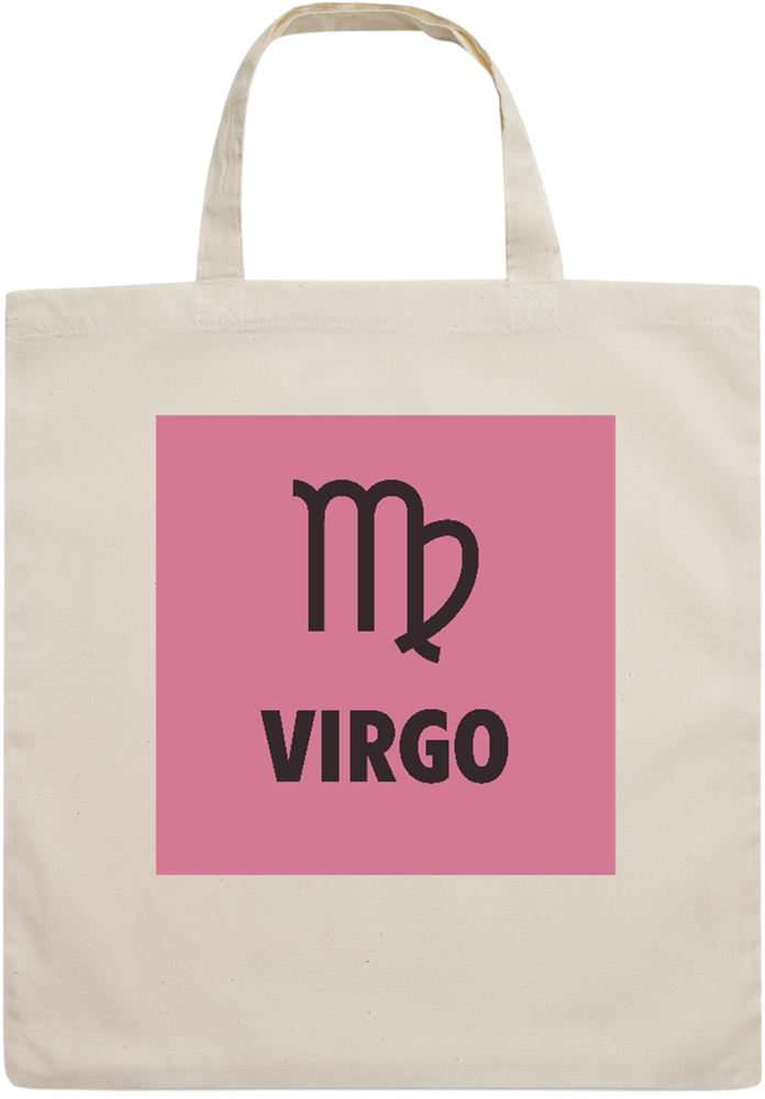 Zodiac Virgo Design - Essential short handle cotton tote bag_BEIGE_front