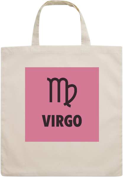 Zodiac Virgo Design - Essential short handle cotton tote bag_BEIGE_front