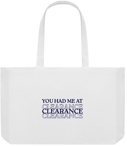 Clearance Design - Premium large recycled shopping tote bag_WHITE_front