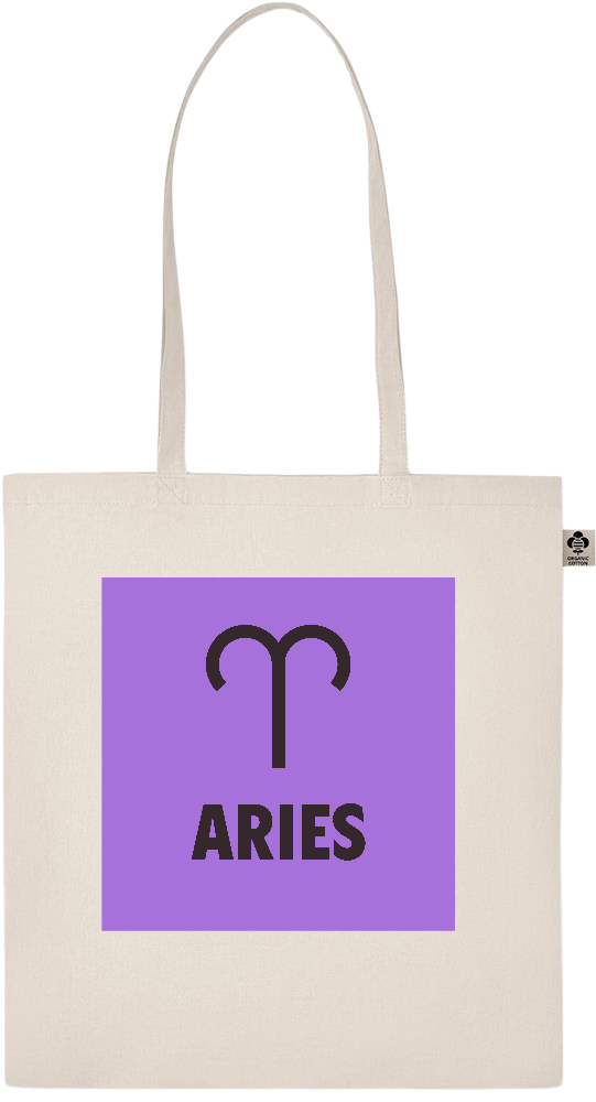 Zodiac Aries Design - Essential ecru organic cotton tote bag_BEIGE_front