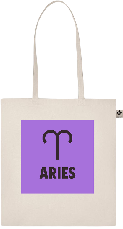 Zodiac Aries Design - Essential ecru organic cotton tote bag_BEIGE_front