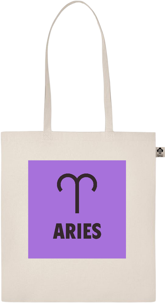 Zodiac Aries Design - Essential ecru organic cotton tote bag_BEIGE_front