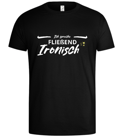 Fluent in Irony Design - Basic men's t-shirt_DEEP BLACK_front