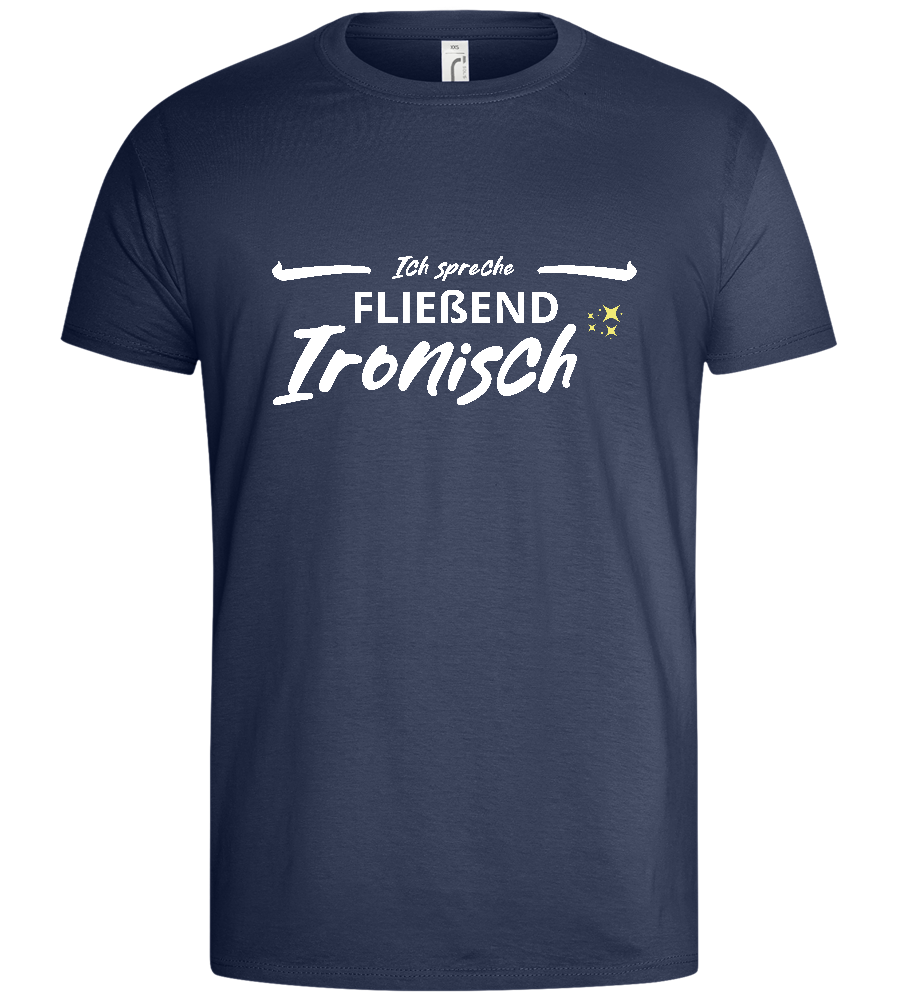 Fluent in Irony Design - Basic men's t-shirt_DENIM_front