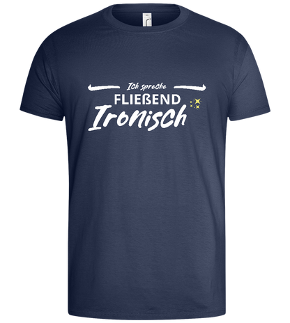 Fluent in Irony Design - Basic men's t-shirt_DENIM_front