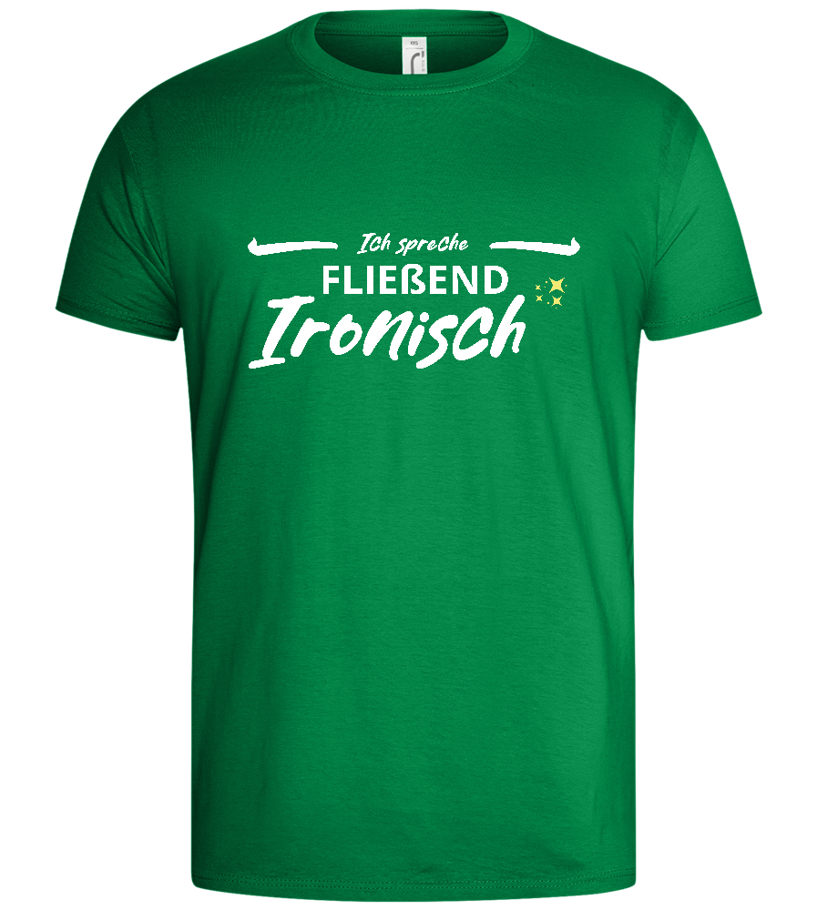 Fluent in Irony Design - Basic men's t-shirt_MEADOW GREEN_front