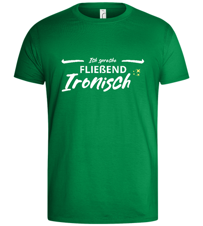 Fluent in Irony Design - Basic men's t-shirt_MEADOW GREEN_front